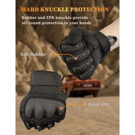 WOLFHUNT Tactical Gloves for Men Women, Tactical Gloves Hard Knuckle Airsoft Hunting Shooting Gloves, Motorcycle Cycling Gloves Touchscreen Medium Thickness, S, Black