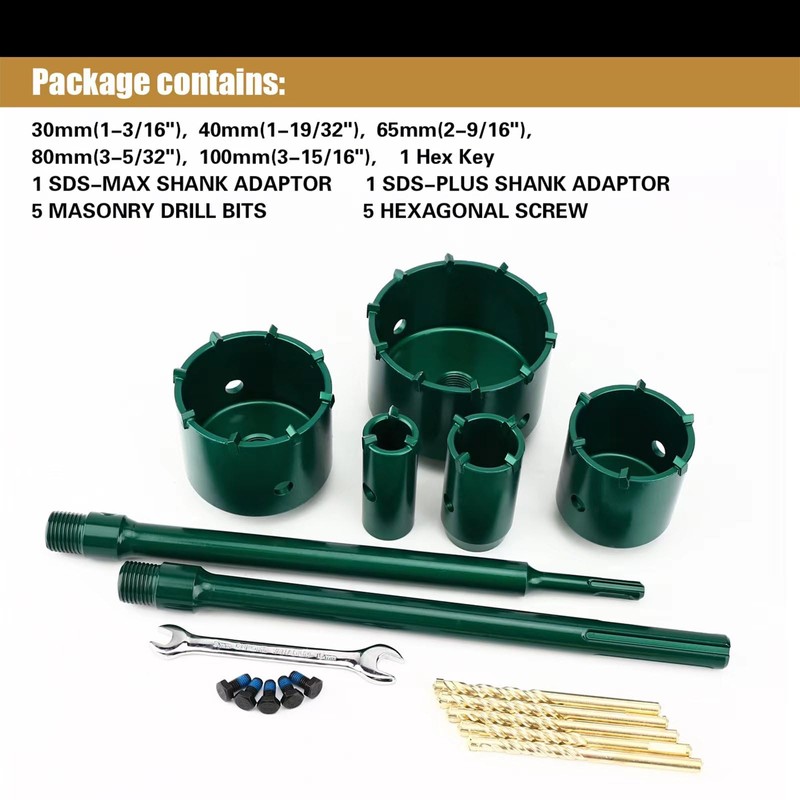 dashap 9PCS Concrete Hole Saw Kit, Masonry Hole Saw, SDS