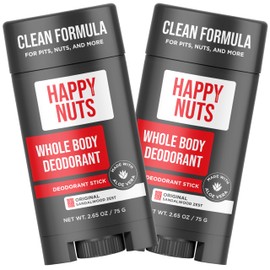 Happy Nuts Whole Body Deodorant for Men - Full Body Odor Control - Ideal for Perfect for Pits, Groin, and More - Powerful & Effective Men's Deodorant (2.65 Ounce (Pack of 2), Original)
