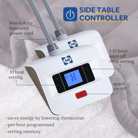 Sealy Electric Blanket Queen Size, Flannel & Sherpa Heated Blanket with 10 Heat Setting & 1-12 Hour Auto Shut Off, Fast Heating Blanket, Machine Washable, Light Grey, 84 x 90 Inch