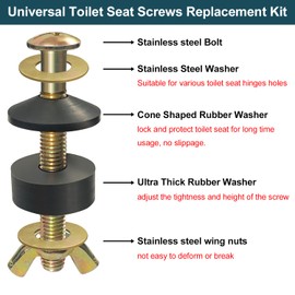 Toilet Seat Screws Replacement Kit, Toilet Seat Bolts Replacement Kit, Metal Toilet Seat Fastener with Toilet Seat Lifter Tab, Toilet Hardware Replacement for Top Mount Toilet Seat Hinges (2 Pack)