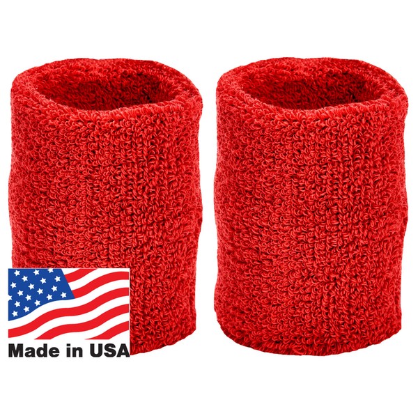 Unique Sports Thick Wristbands, One Size, Red