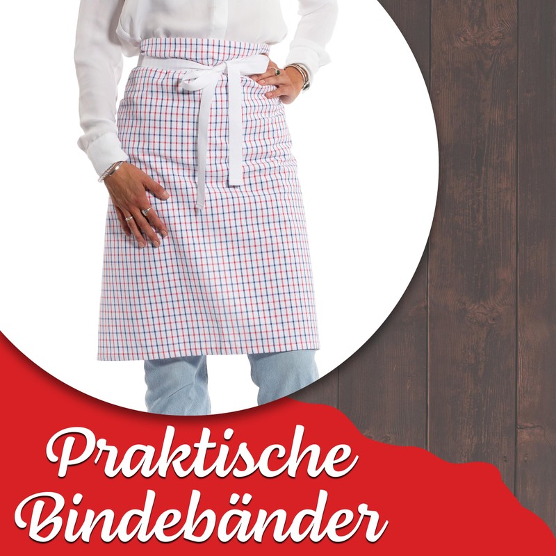 ZOLLNER Apron 100% Cotton, White, 570, Red-blue-white-chequered