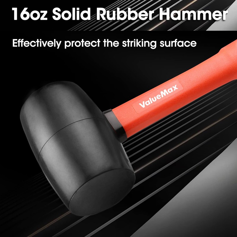 ValueMax Rubber Mallet, 16oz Rubber Mallet Hammer And 35mm Double-Faced