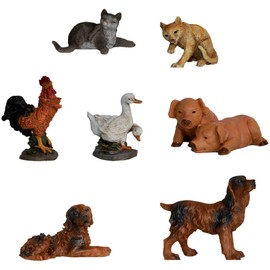 FADEDA 7X Tierset Hoftiere/Höhe:4 cm/handbemalt/detailgetreue Krippen Figuren - Weihnachten Tisch Dekoration Krippe Zubehör
