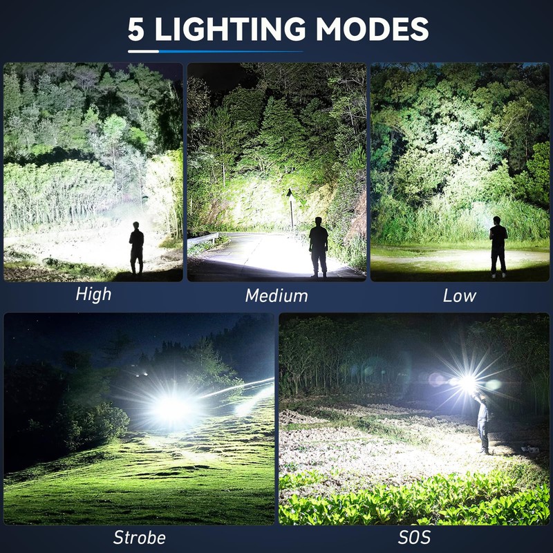 18FTRabbit Rechargeable Flashlights High Lumens 3 Packs, 99,000 Lumens Super