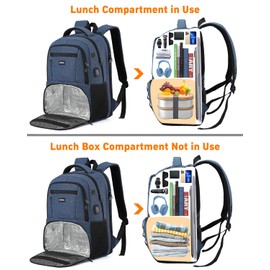 kadilong 17.3 Inch Insulated Backpacks with Cooler Compartment,School Laptop Backpack Lunch Box for Teens Boys Men Women,Bookbag for Work Business College