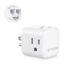 TROND Multi Wall Outlet Extender - Sideways Plug Adapter with 3 Electrical Sockets, 360 Rotating Plug to Turn the Horizontal to Vertical Outlet for Plugging Air Freshener, Cat Calming, Night Light