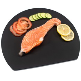 MUAMUA Cutting Board, Black, Elastomer, Dishwasher Safe, Round, High Quality, Heat Resistant, Antibacterial, Black, Soft Cutting Board, Approx. 11.8 x 10.2 inches (30 x 26 cm), Lightweight, Kamaboko