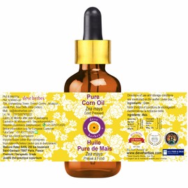 Deve Herbes Pure Corn Oil (Zea mays) with Glass Dropper Cold Pressed 100ml (3.38 oz)