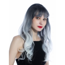 WIG ME UP - SZL0597-1B/1001/S-gray Women's Wig Long Wavy Wild Pony Ombre Balayage Black Blue Silver Grey White