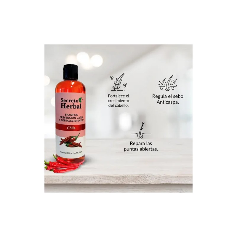 Shampoo Secreto Herbal Anticaída Fortalecimiento Chile 500ml