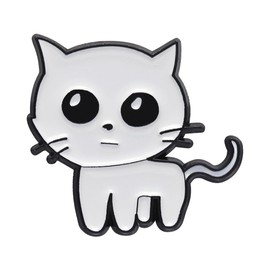 COAYHEL Cute White Cat Badge Pin Cartoon Cat Enamel Pin Little White Cat Lapel Pin Animal Kitty Brooch Pin Accessory for Clothing Bag Cat Loves Gift