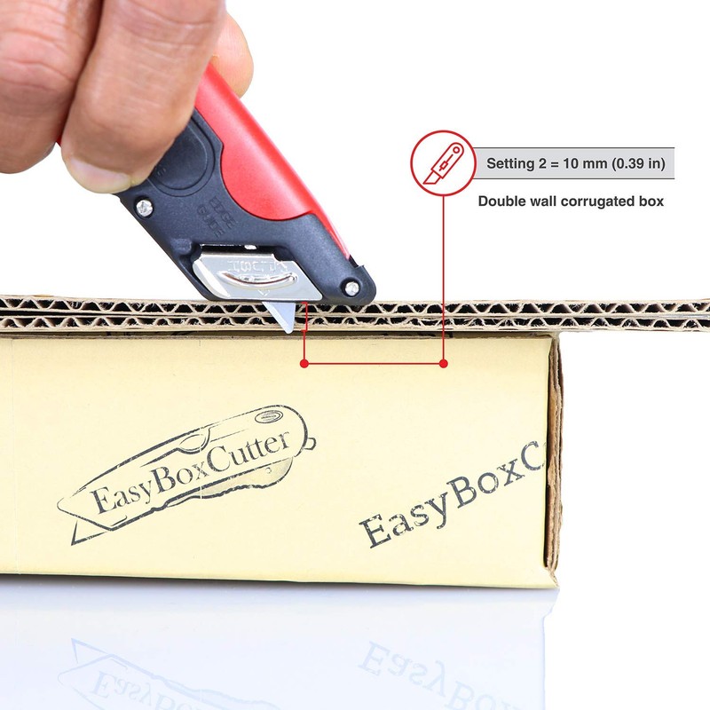 Modern Box Cutter, extra tape cutter at back, dual side