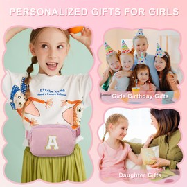 YOOLIFE Birthday Gifts for Kids, Small Crossbody Bag,Birthday Gifts for 3 4 5 6 7 8 9 10 11 12 13 Year Old Girl Kids Pink Initial Belt Bag Crossbody Bags for Teen Girls Sister Daughter Wife (Pink B)