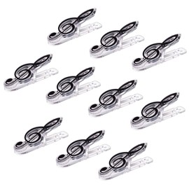 WANDIC Sheet Music Clips, Pack of 10 Plastic Music Stands Sheet Book Side Clip Transparent Music Stationery for Music Book Holder Black 1