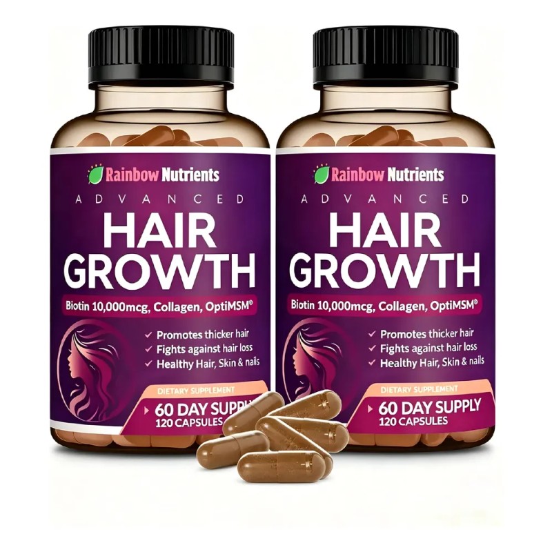 2pcs Rainbow Nutrients Vit. Crecimiento Cabello 120 Cápsulas