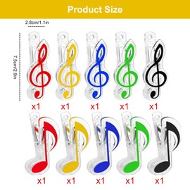 Sheet Music Clips, Book Side Clip, Music Note Clip, Pack of 10 Clips for Music Stand, Piano Clips, Decorative for Sheet Music, Book Pages, Piano, Guitar, Violin