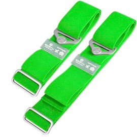 2X Luggage Straps, Heavy Duty Elastic Adjustable Travel Bag Packing Belt Security Strap S+L for 24"-30" Baggage Suitcase, Green HT0014-2GN