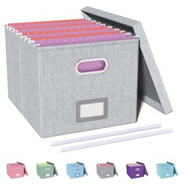 Oterri File Organizer, File Box, File Cabinet for Letter File Folder Storage, Hanging File Organizer for Office/Decor/Home,Document Organizer, 1 Pack,Gray-White-Box Only