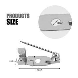 50 Pcs Brooch Pins, Safety Pins, Pin Badge Backs with Holes for Jewelry Crafting, Sewing Fabric (15MM, Silver)