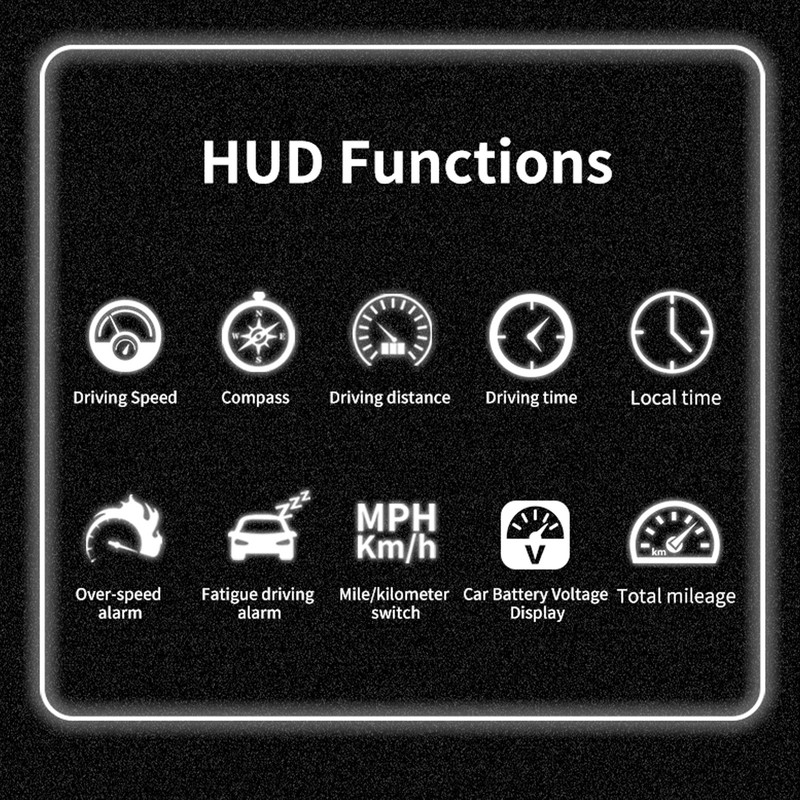 8in Car HUD Display Multifunction GPS Speedometer Fatigue Driving Alarm