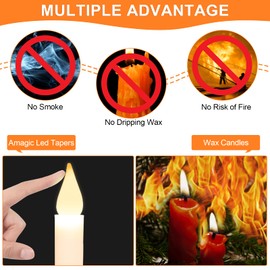 12 Pack Flameless Candles-Window Candles-LED Battery Operated Candles with Timer Remote,Sliver Candlestick, Suction Cups,24 PCS Battery Included,Christmas Bow& Gift Box