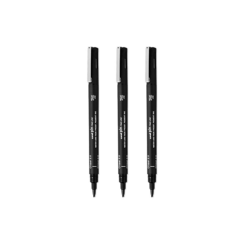 Uni Pin Fineliner Drawing Pens - Chisel Nibs - Black