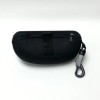 Unbranded Black Sunglasses Case Hard Canvas Zippered W/ Clip Hanger