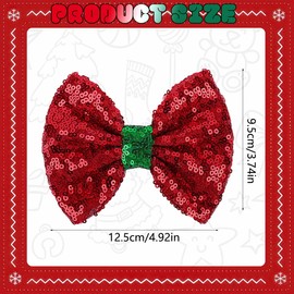 Christmas Hair Bows Clips Glitter Bows Alligator Hairpin Red Green White Large Sparkly Sequins Bows Hair Barrettes Christmas Hair Accessories for Women Toddler Girls Decoration 3Pcs