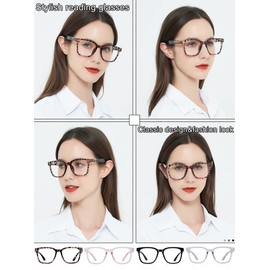 AEZUNI Oversize Square Reading Glasses for Women Oversized Trendy Large Readers 100 150 200 250 300 350 (Demi,2.0)