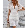 Kaximil Women's Crochet Bathing Suit Cover up Short Sleeve Beach