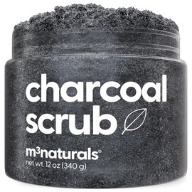Exfoliante de carbón para la cara, pies y cuerpo con infusión de colágeno y células madre, exfoliante natural de sal corporal para tonificar la piel, 