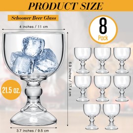 Tanlade 8 Pack 21.5 oz Margarita Schooner Glasses Bulk Extra Large Claw Shaped Shrimp Glasses Big Goblet Style Schooner for Cocktail, Coronaritas, Margaritas