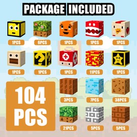 104 PCS Magnetic Blocks Building Toys, Build 3D Magnetic Building Blocks Set for Kids Ages 3+, Magnet Blocks STEM Sensory Educational Christmas Birthday Gifts Construction Toys, Birthday Gift for Kids