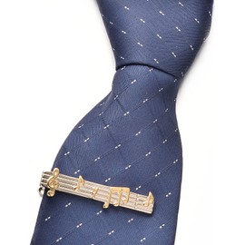 RunootPR Silver Electric Guitar Tie Clip for Men Unique Musical Note Skinny Tie Bar Music Jewelry Gift, 2.2", Brass, no gemstone