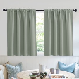 RYB HOME Short Curtains 36 inch 2 Panels Set, Room Darkening Small Window Drapes Thermal Insulated Cafe Curtains for Kitchen Dorm Transit Van, W42 x L36 inch, Grayish Green