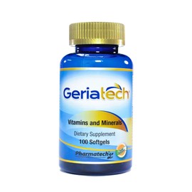 GERIATECH ® by Pharmatech ® Vitamins and Minerals, Dietary Supplement, Easy to Swallow, for Women and Men Over 60, Made in USA, 100 Softgels per Bottle.