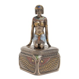 Trinket Box, Kneeling Egyptian Queen, Cold Cast Bronze
