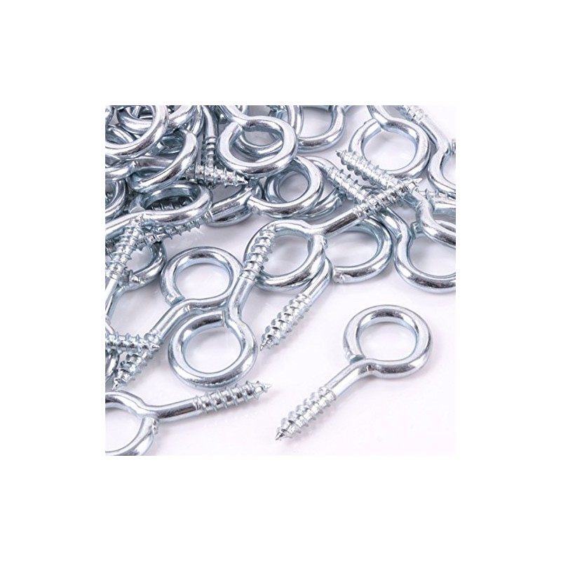 100x Heavy Duty 45mm Screw in Eye Hooks - Frame/Vine/Hook/Loop/Wall/Hangers