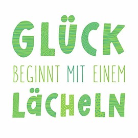 20 Napkins Glück beginnt mit einem Lächeln | Sayings | Text | Table Decoration | Decoupage | Decoupage | Decoupage | Decoupage | 33 x 3