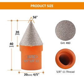 Diamond Beveling Chamfer Bit-BGTEC 4/5 Inch (20mm) Diamond Finger Milling Bits with 58-11 Thread for Enlarging, Polishing and Beveling The Holes for Marble Granite Ceramic,2pcs
