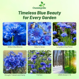 Outsidepride Blue Cornflower Seeds for Planting - 5 lb. Annual Bachelor's Button Flower Seeds for Cut Flower Gardens, Drought-Tolerant, Attracts Pollinators, Ideal for Borders & Bouquets