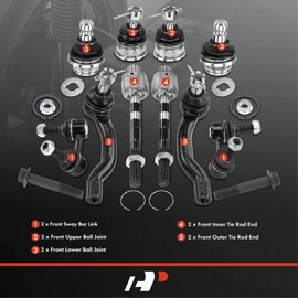 A-Premium Set of 10, Front Sway Bar Link, Upper & Lower Ball Joint, Inner & Outer Tie Rod End, Compatible with Nissan Frontier 2005-2018, Pathfinder 2005-2012, Xterra 2005-2015