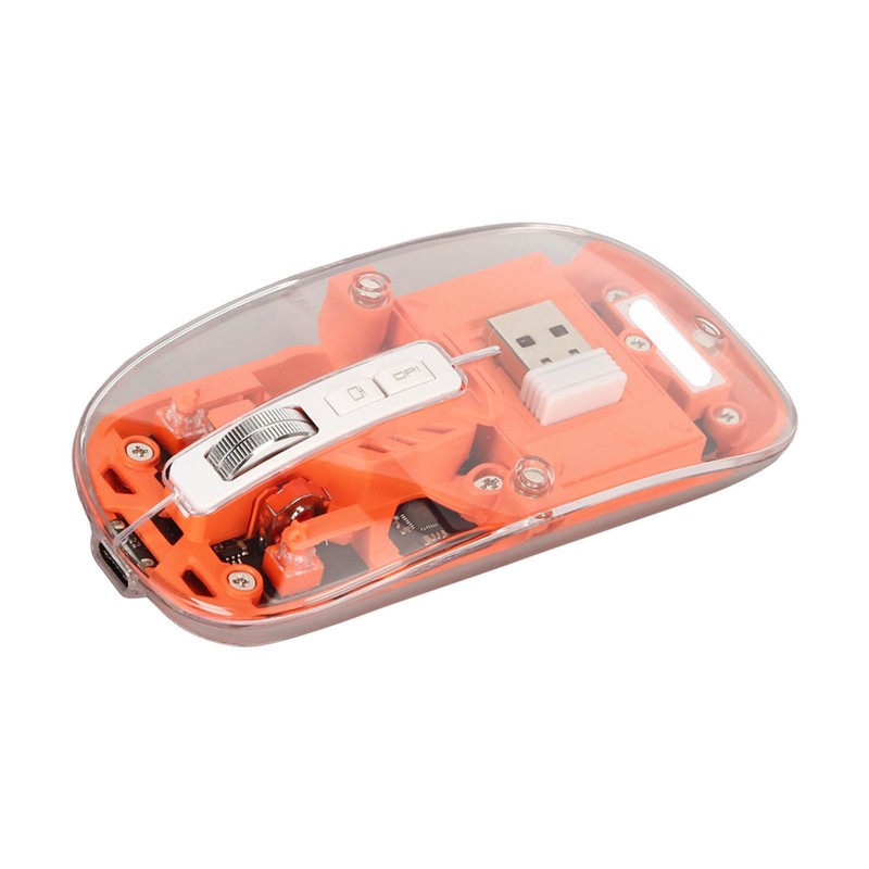 Wireless 2.4G Bluetooth Transparent Mouse 2400 DPI Rechargeable 400mAh RGB