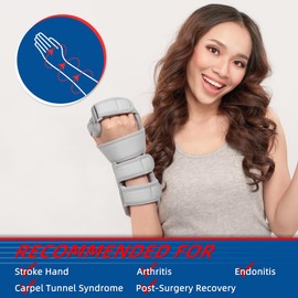 Fanwer Stroke Resting Hand Splint Left&Right, Hand Brace Splint for Stroke Patients - Functional Night Immobilizer Wrist Finger Brace Support for Straightening Fingers, Arthritis, Carpal Tunnel Syndrome (Left)