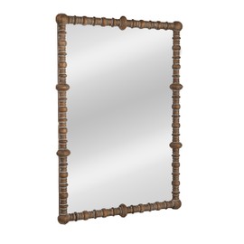 Creative Co-Op Pine Wood Beaded Dowel Wall Mirror, Distressed