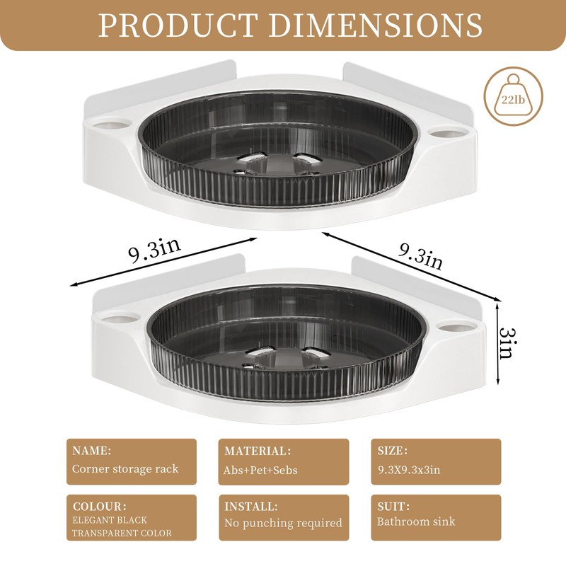 Weidace Corner Shower Caddy, 2 Pack Rotation Shower Organizer, Corner