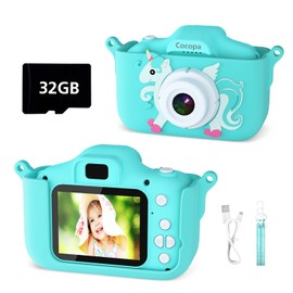 Cocopa Kids Camera Digital Camera for 3-12 Year Old Girls,1080P HD Video Camera for Kids with 32GB SD Card/2 Inch IPS Screen, Birthday Christmas Toy Gifts for 3 4 5 6 7 8 Year Old Girls (Mint)