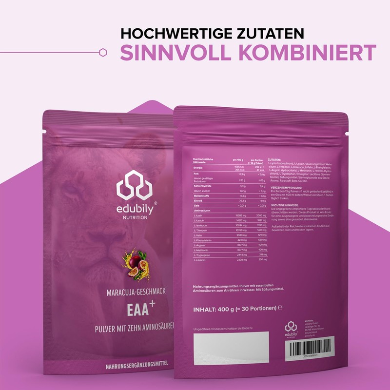 edubily nutrition® EAA Powder, High-Quality Vegan Amino Acids Complex of